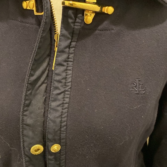 Lauren Ralph Lauren knit zip up jacket Gold details size P/M - Picture 4 of 12